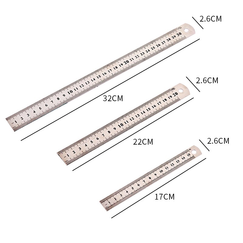 Students Stainless Steel Ruler Metal For Drawing School Learn Drawing Ruler Cutting Ruler