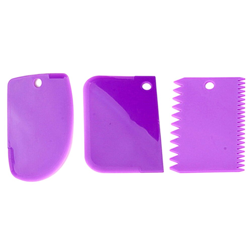 Diy cake bakken 3 stuks/set cake room spatel mengkrabber spatels fondant gebak uitstekers keukengereedschap  dc120: Paars