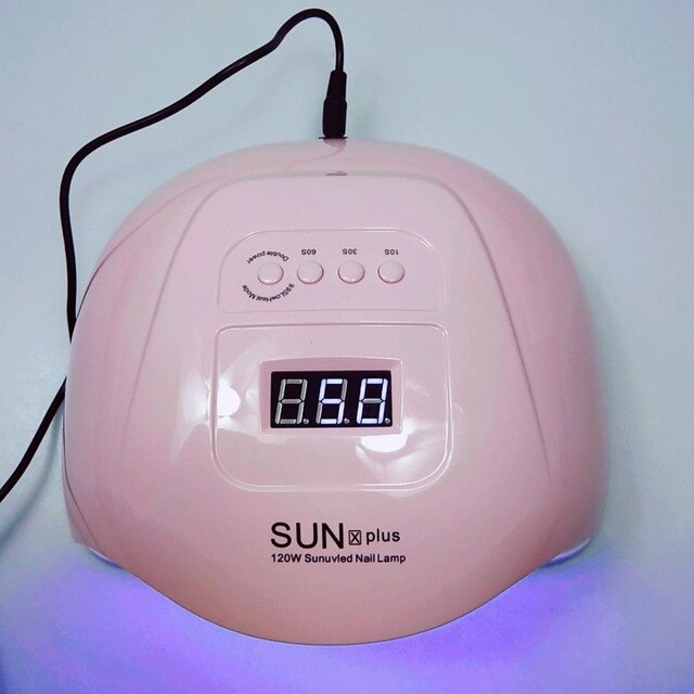 120W SUNX Plus UV Lamp LED Lamp voor Nail Droger Snelle Uitharding UV Gel Nagellak Manicure Machine met 10 s/30 s/60 s/99 s Timer Set: Pink