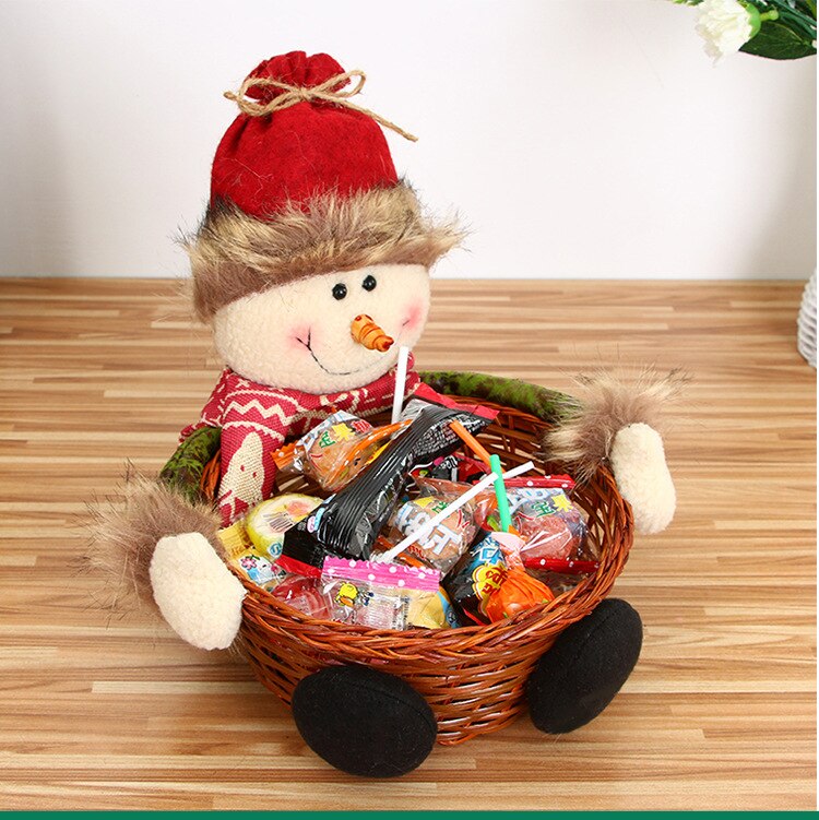 22*22Cm Kerst Snoep Mand Fruitmand Kerstmis Versieren Kinderen Verpakking: Snowman