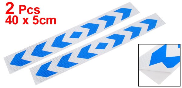 X Autohaux 2 Pcs Blue Silver Tone Arrow Pattern Reflective Car Sticker Decal