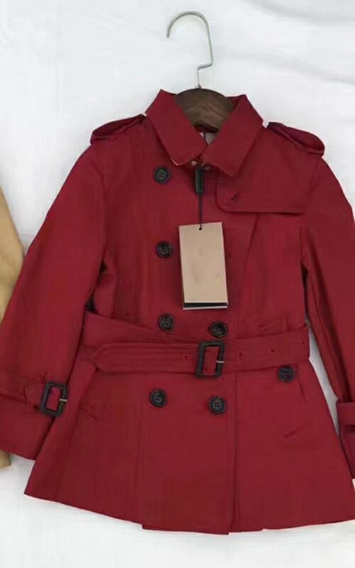 Spot Herfst Baby Meisjes Trenchcoat Rood En Kaki Riem Jassen Kids Thanksgiving Jongens Jassen Jas Kerst Kleding: Red / 150cm