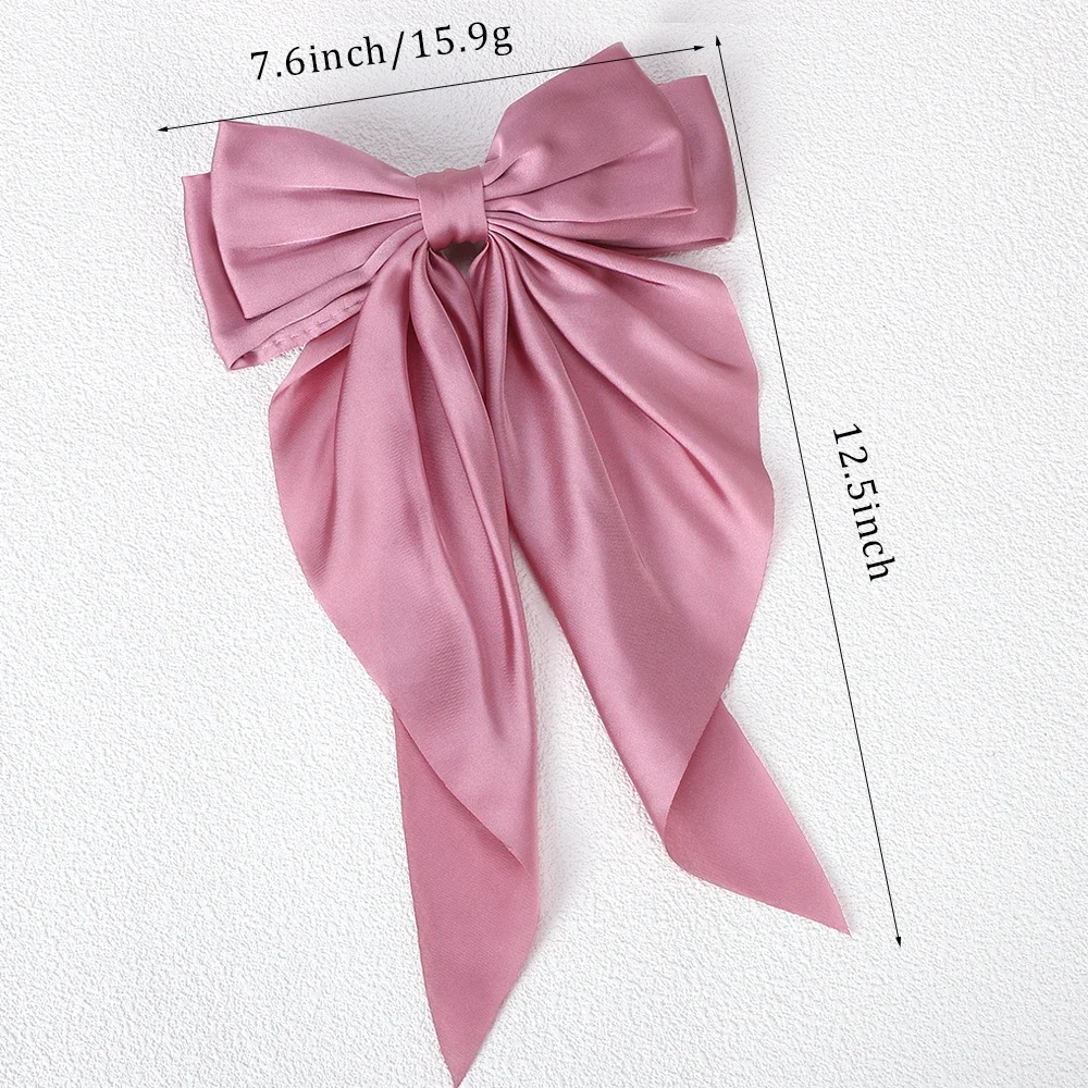 Clips de satén flotantes con lazo grande y largo para niña, Clip para el pelo para la cabeza trasera, rojo Internet con el mismo temperamento, accesorios elegantes para el cabello,
