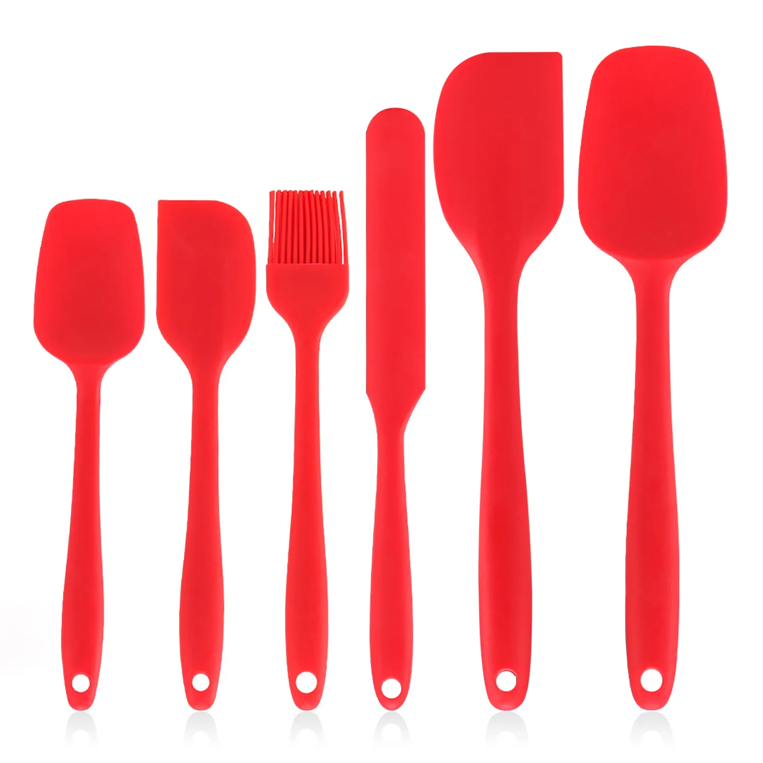 Silicone Cake Spatula Scraper Set Non-Stick Heat-Resistant Turners Spatulas Oil Brush Kitchen Baking Cooking Mixing Kitchenware: Red