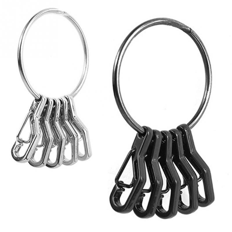 Mini 1pc snabbkoppling nyckelring med 5 st tec legering fjäder krok nyckelring set utomhus hängande spänne karbinhake nyckelring nyckelring