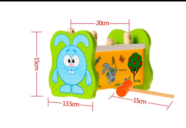 Children's Wooden whack-a-mole Kids wood percussion toy parent-child interaction blow Floor Games Wood Block toys