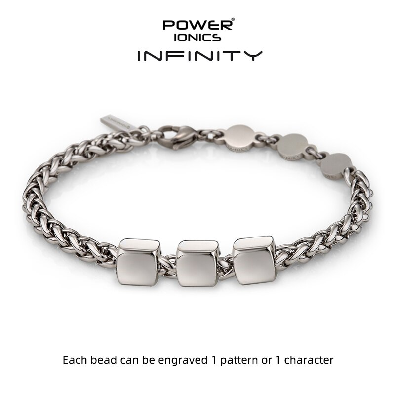 Power Ionics INFINITY Series nuova catena cubana alla moda 5mm uomo donna gioielli moda salute bracciale in germanio regali incisi gratuiti: Basic With 3Beads / L(20cm)