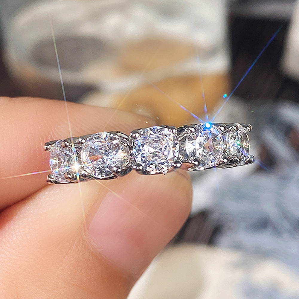 Bagues élégantes en argent regardé 925 pour femmes, matiques en cristal de moissanite, nucleolab unique, bijoux de mariage, savoir , taille 6-10