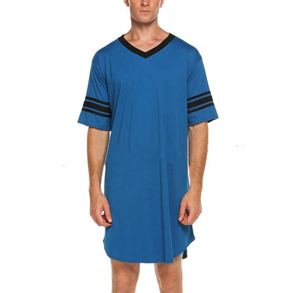 Mannen Loungewear Contrast Kleur Mannen Zomer Lang T-shirt Gestreepte Print Slaapkleding Mannen Badjas Slaap Jurk Homewear Gewaad: XXXL / green