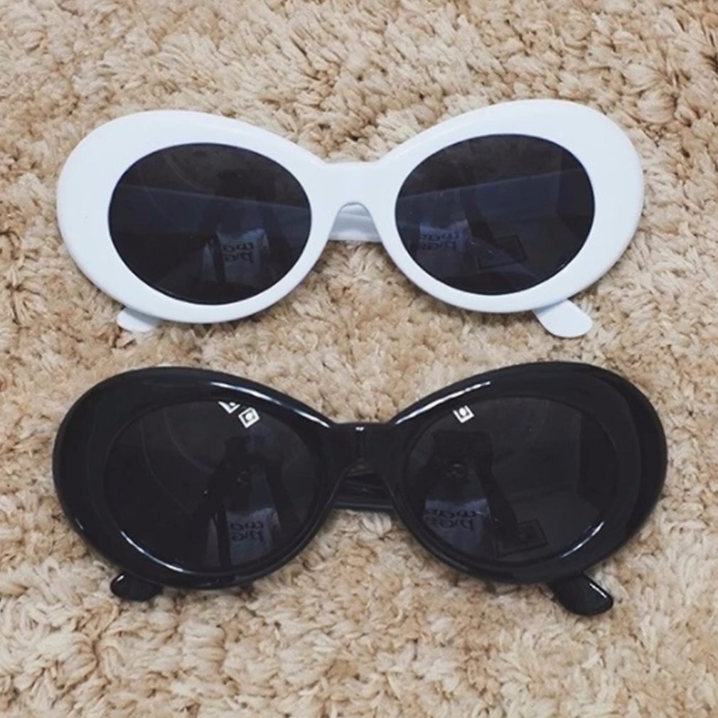 Kvinner sommersolbriller fet retro oval mod tykk innfatning solbriller clout briller uv beskyttelsesbriller med rund linse