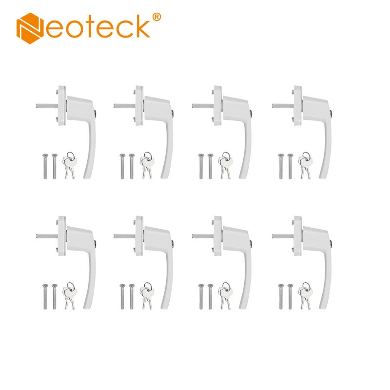 Neoteck 8 Pcs 35MM Safety Window Handles Lockable Keyed Alike Windows Balcony Door Handle White Aluminium Child Safety Lock