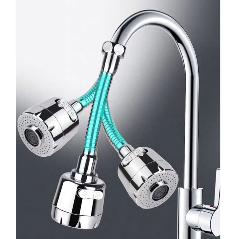 Robinet Anti-éclaboussures Pivotant 360° - 3 En 1, Acier Inox + ABS, Universel Pour évier Cuisine