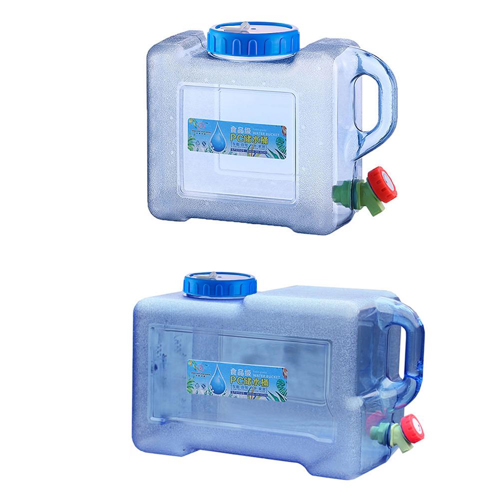 5/8L Car Portable Handheld Water Container PC Outdoor Self-Driving Tour With Faucet Camping Square Barrel Plastic Storage Bucket