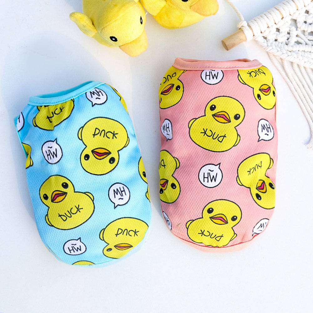 Camisetas con estampado de pato amarillo para perro, ropa para mascotas, camiseta fresca para cachorros, traje transpirable para perros, sudadera suave para gatos
