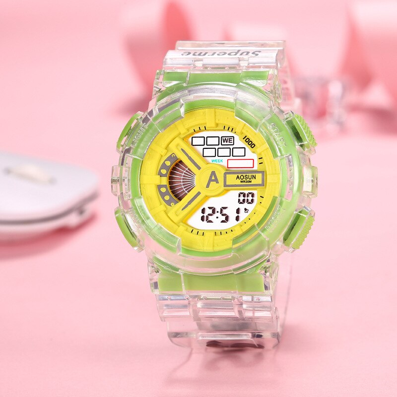 Uthai  ce38 børns sport elektronisk ur til piger drenge teenagere børn studerende 30m vandtæt ur armbåndsur slikfarver: Grøn