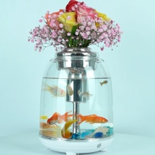 Fish tank landscaping small desktop mini office fish fighting micro landscape self circulation ecological fish tank