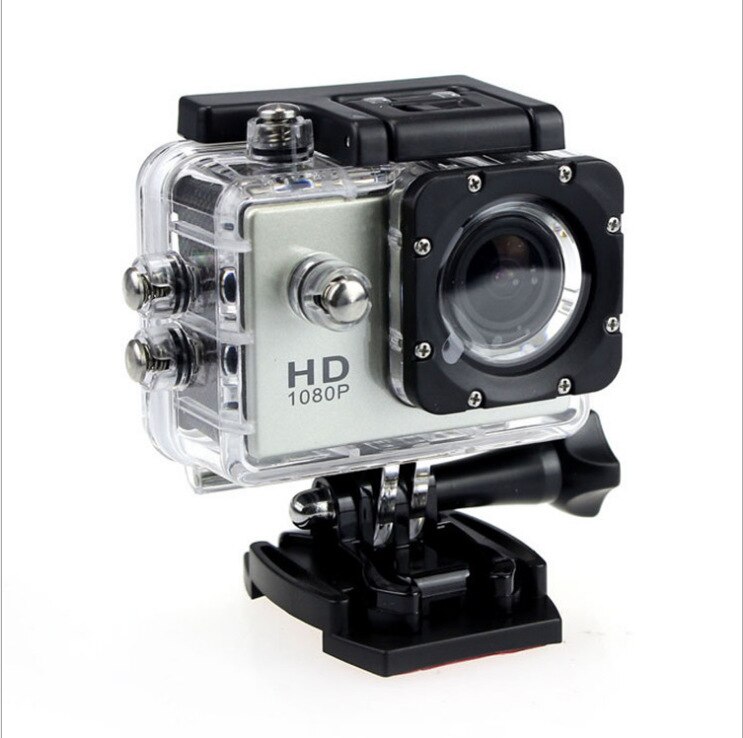Action kamera sport udendørs mini kamera vandtæt cam skærm undervands kamera farve vandafvisende videoovervågning: Sølv