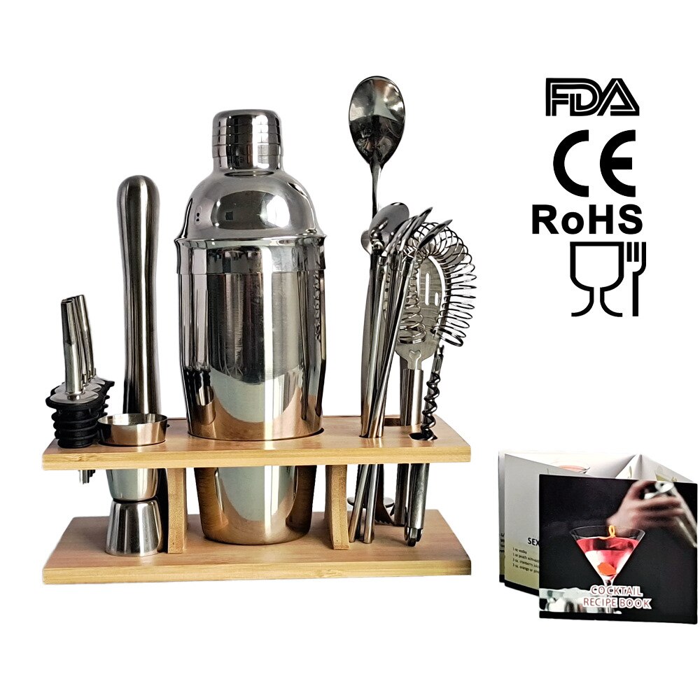 D2 16pcs Rose Gold Cocktail Shaker Kit Mixer Wine Stainless Steel Bars Drink Making Set Bartender Tool Home Party Accessories