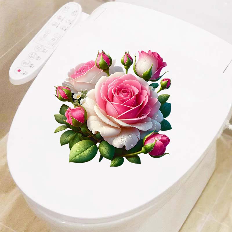 Romantic Rose Wall Sticker Bathroom Toilet Decor Living Room Cabinet Refrigerator Home Decoration Decals Stickers S424