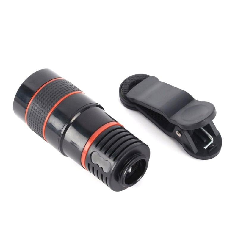 Cell Phone Camera Lens Kit,Universal 12X Clip-On Telephoto Telescope Camera Mobile Phone Zoom lens for most Smartphone 53CF: Black
