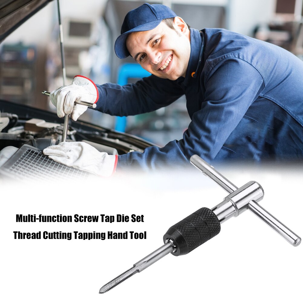 10pcs M4-M8 Tap and Die Set Screw Thread Plug Taps Wrench Hand Tapping Tool