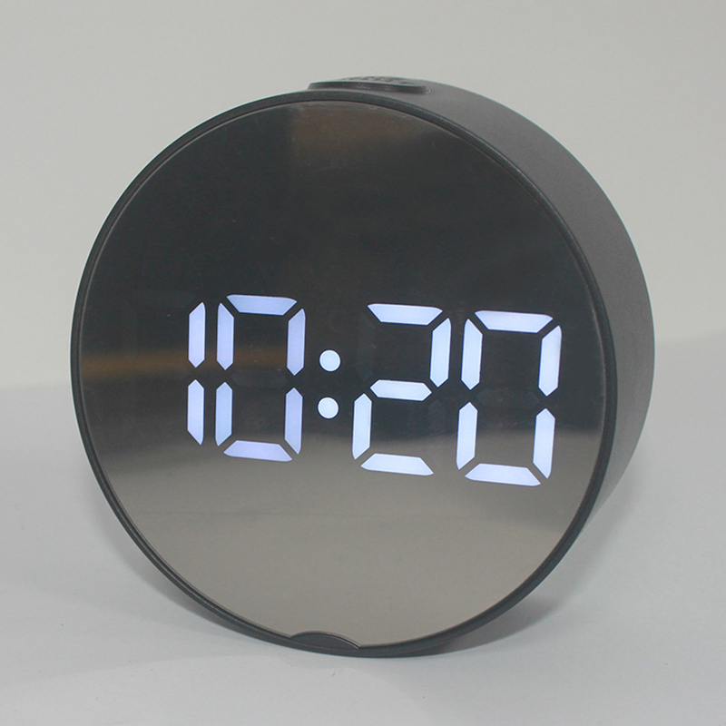 Digital Alarm Clock Mirror Surface LED Night Mode Display Home Living Room Bedroom Tabletop Decorations Clocks: 5