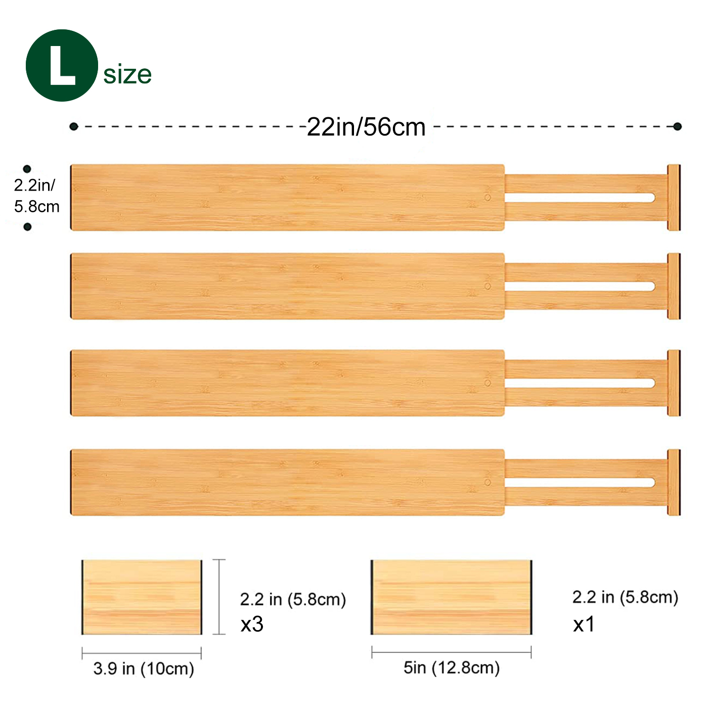 Bamboo Drawer Organizer Divider Adjustable Household Storage Cabinet Combination Multi-Use Underwear Bra Kitchen Separator 2022: L SIZE