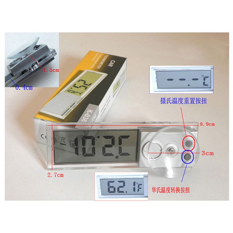 Termómetro Digital LCD para coche, medidor de ahorro de energía para exteriores con ventana automática, pantalla de número inteligente, accesorios de instrumentos de temperatura, 1 ud.