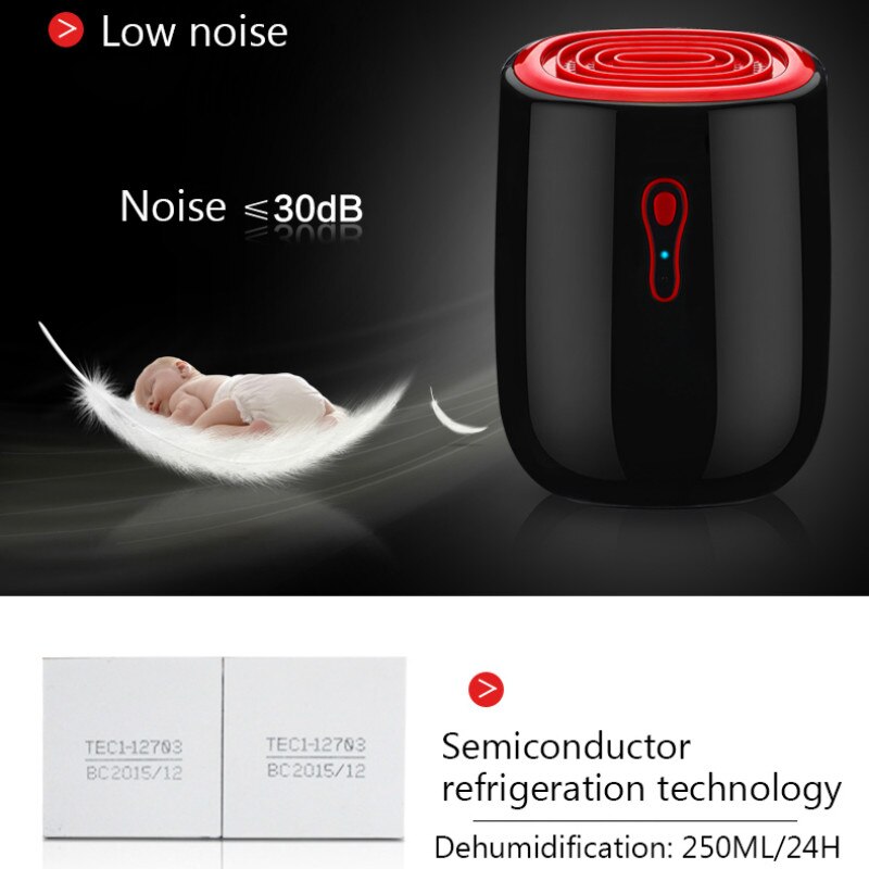 Elektryczny osuszacz powietrza domowego 800ML pochłaniające wilgoć automatyczny, duża moc wyłączania urządzenia DC9V przenośny oczyszczacz powietrza suszarka ue