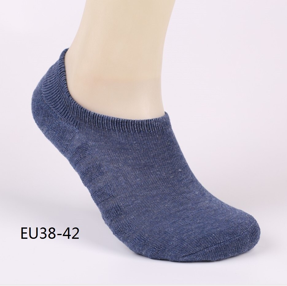 Chaussettes style serviette, invisible, pour homme, 6 pièces (3 paires), 3 couleurs/lot, matière coton, rayures, semelles anti-dérapantes, , , grande taille EU 43-46: Bleu