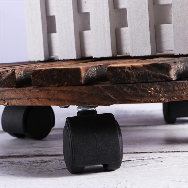 Round Wheeled Wooden Planter Caddy Movable Plant Flower Pot Stand with Wheels for Garden Home for Outdoor Home Garden