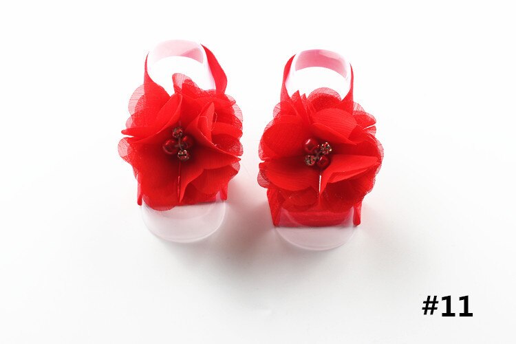 Baby Lace Foot Flower Barefoot Shoes Decorated Toddler Infant Socks Summer Style Sweet Accessories For Girl Photo Props: red