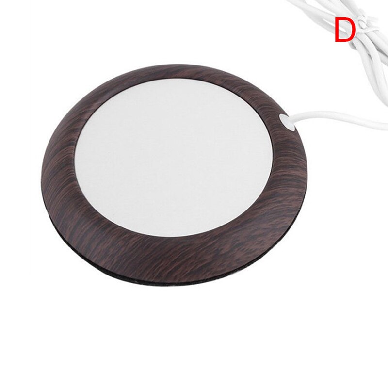 1pc USB Wood Grain Cup Warmer Heat Beverage Mug Mat Keep Drink Warm Heater Mugs Coaster: D