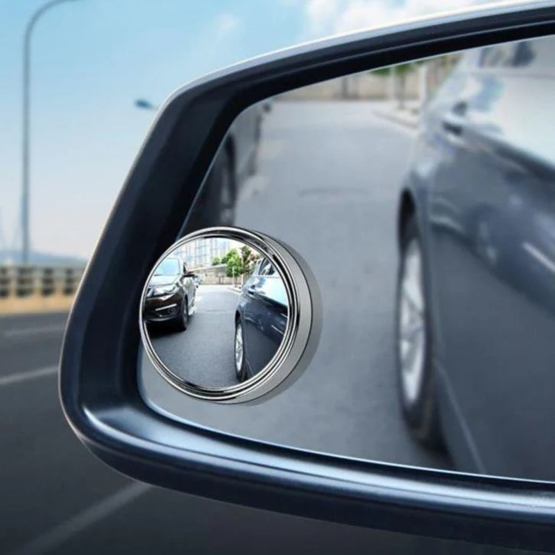 Espejo de punto ciego convexo, marco redondo de 2 piezas, gran angular de 360 grados, ajustable, accesorios para coche
