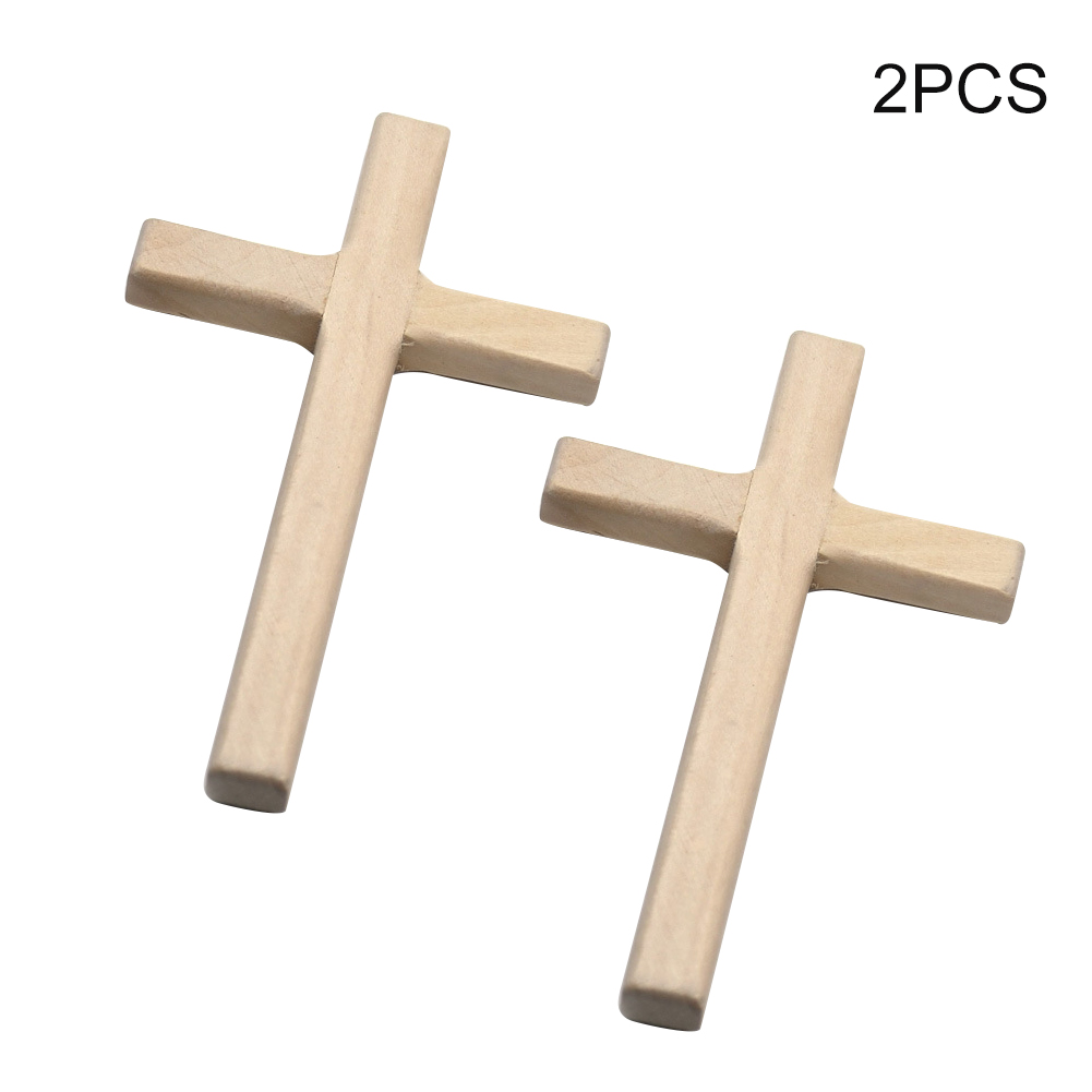 2 Pcs Kruisbeeld Jezus Handgemaakte Houten Kruisen Christus Ornamenten Hanger Maken Diy Sieraden Muur Opknoping Kantoor Thuis Effen Bid: Wood Color