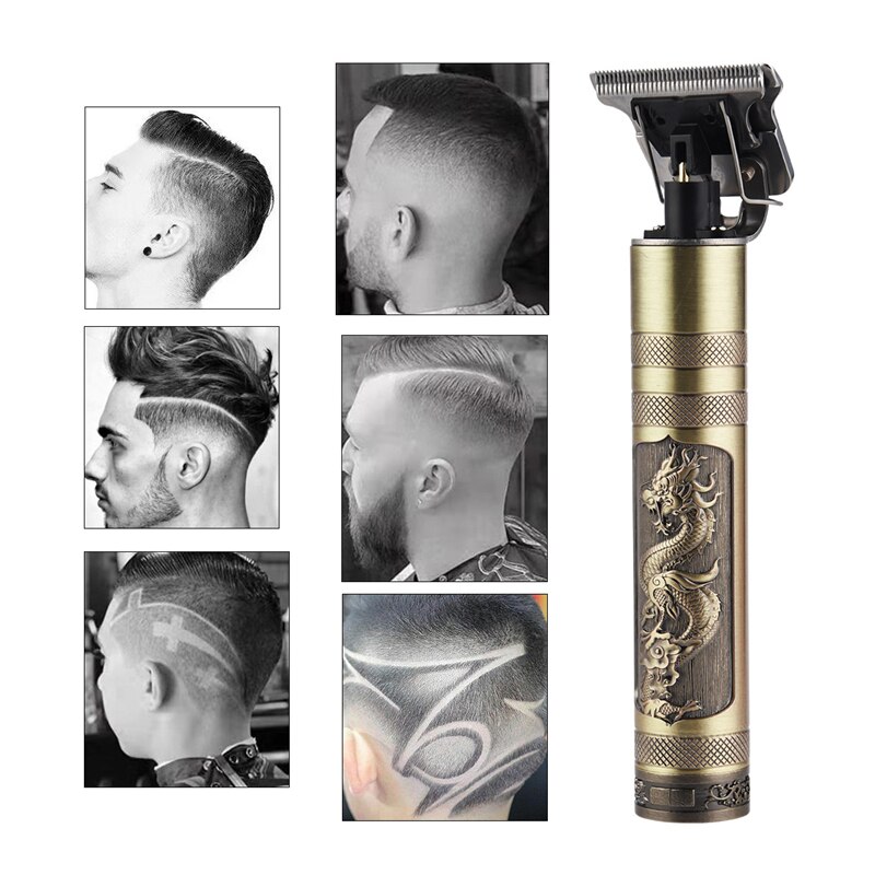 Barbeiro profissional máquina de cortar cabelo elétrico recarregável t-outliner acabamento máquina de corte aparador barba barbeador sem fio com fio