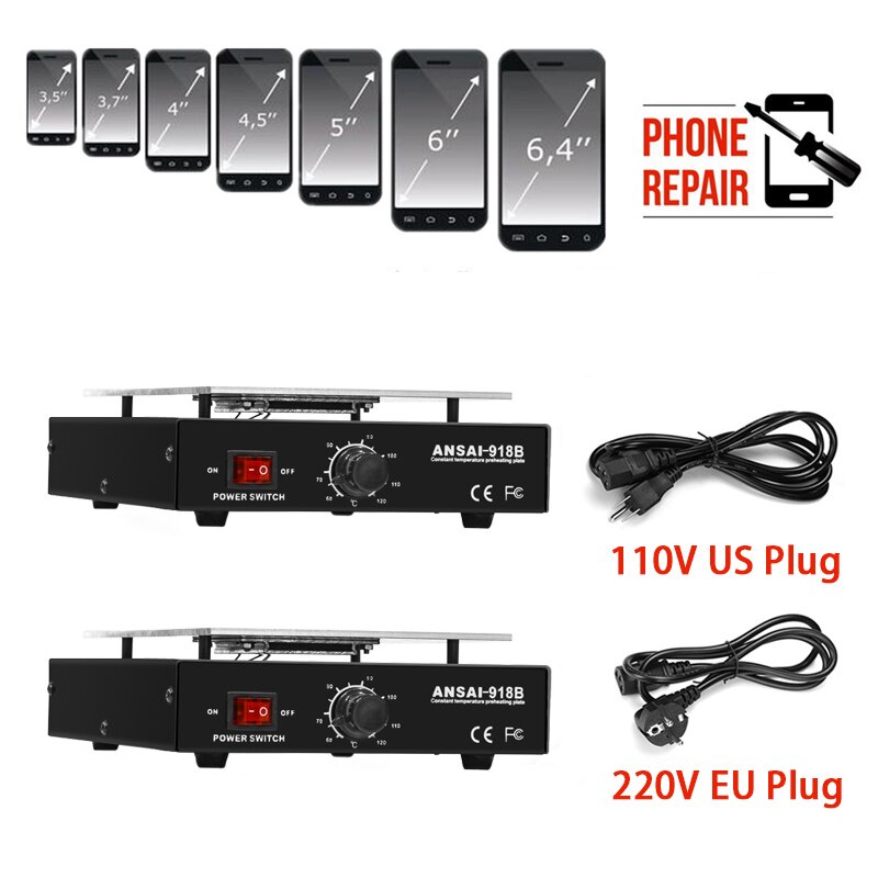 Separador de pantalla LCD de 110V US / 220V EU, placa para plataforma de calentamiento, máquina de reparación de teléfono, estación de placa lisa de calor automático
