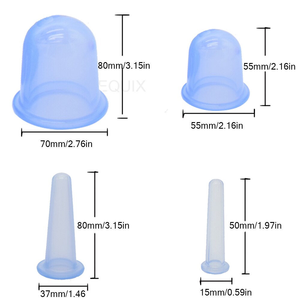 SPEQUIX 4 Pieces Anti Cellulite Vacuum Silicone Massage Cup or Deep Tissue Massage Therapy Facial and Eyes Cellulite Removal