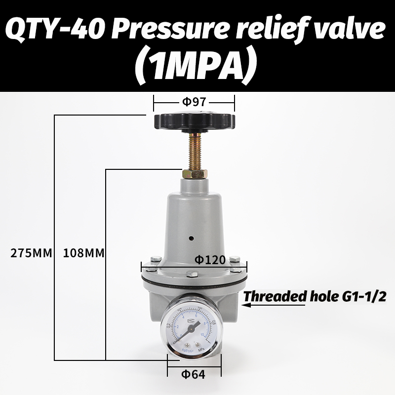 Pneumatische Qtyh Hoge Druk 0 ~ 40 Bar Luchtregelaar Met Meter Poort 1/4 3/8 1/2 2 Inch Bsp 1/2 "Qtyh QTY-08 10 15 20 25 32 40 50: Licht Paars