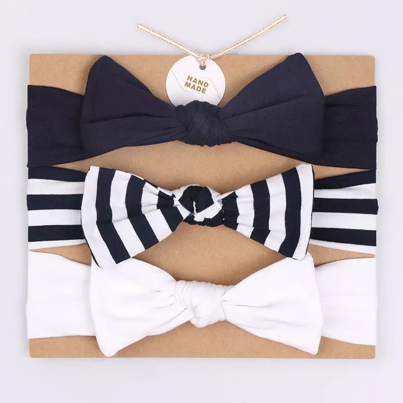 3 teile/los neue baby mädchen stirnband elastische haar bands haar zubehör kid kinder bowknot haarband für neugeborene babys: 12