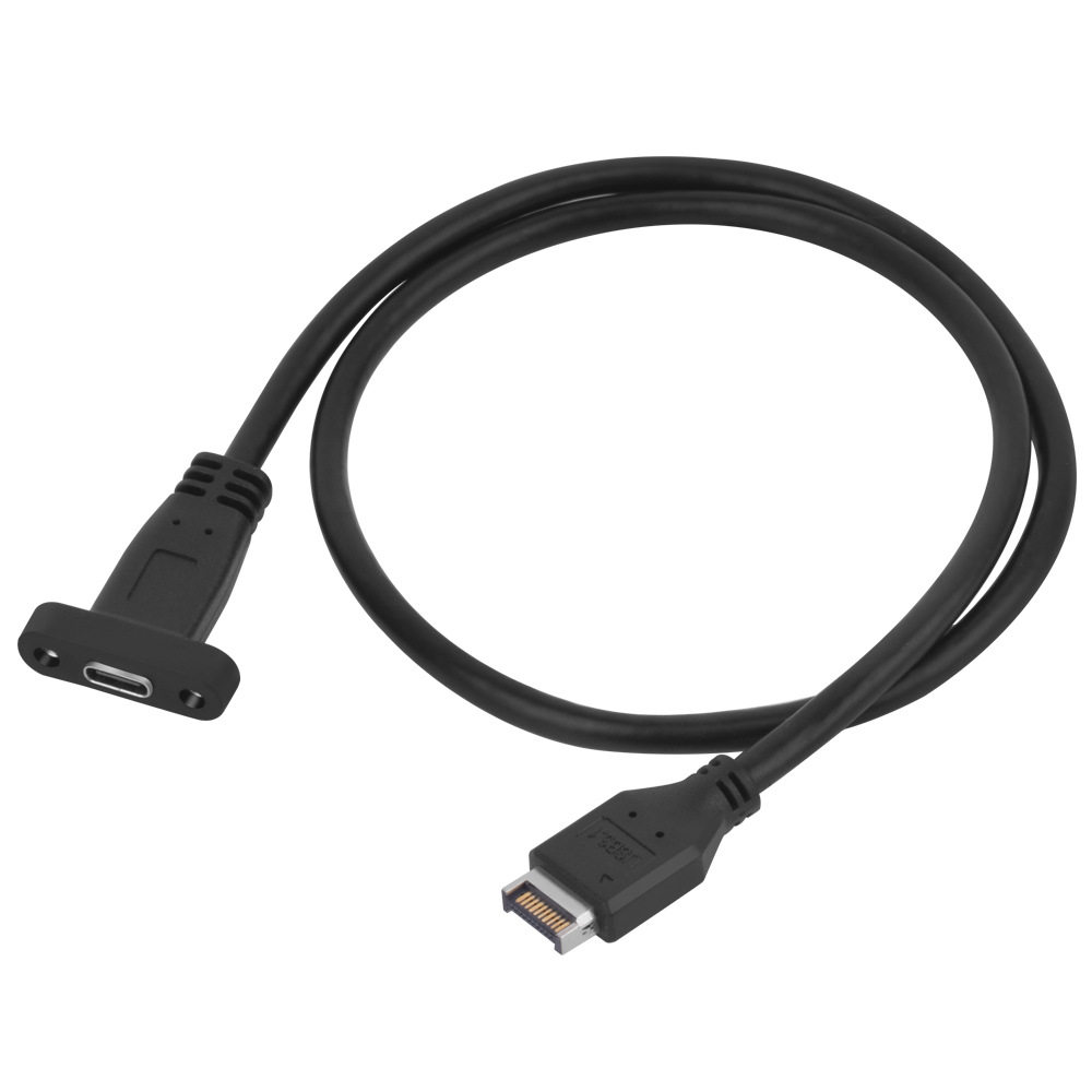 RGEEK 50cm USB 3,1 cabezal de Panel frontal tipo E a USB-C tipo C Cable de extensión de conector hembra + tornillo de montaje en Panel