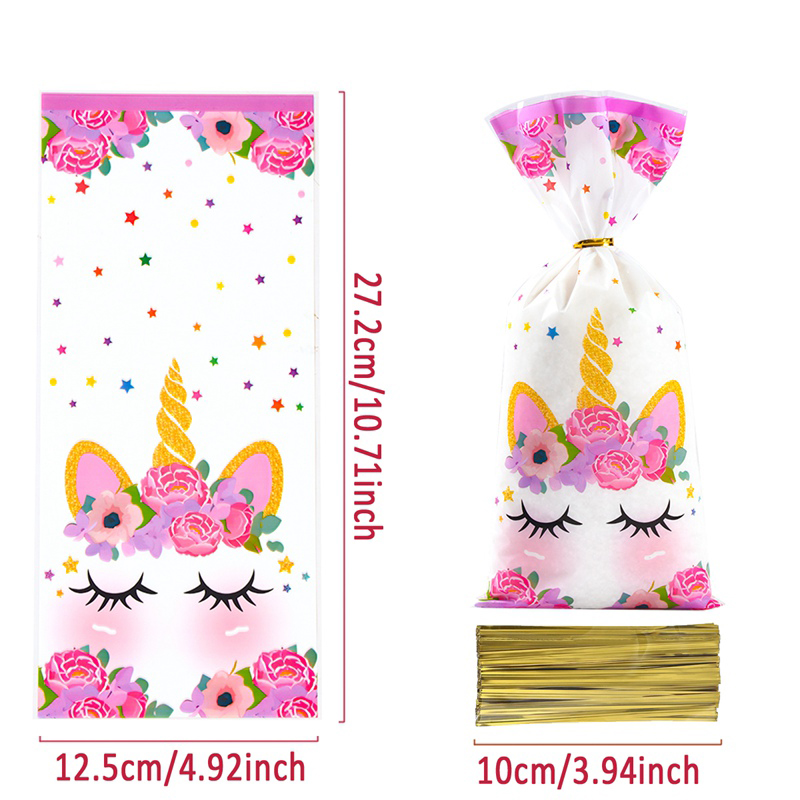 Bolsas de unicornio para dulces, 25/50/100 piezas, embalaje de , decoración de de cumpleaños, bolsa de para niña, suministros de cumpleaños para Baby Shower: Verde oliva / 5x5x5 cm