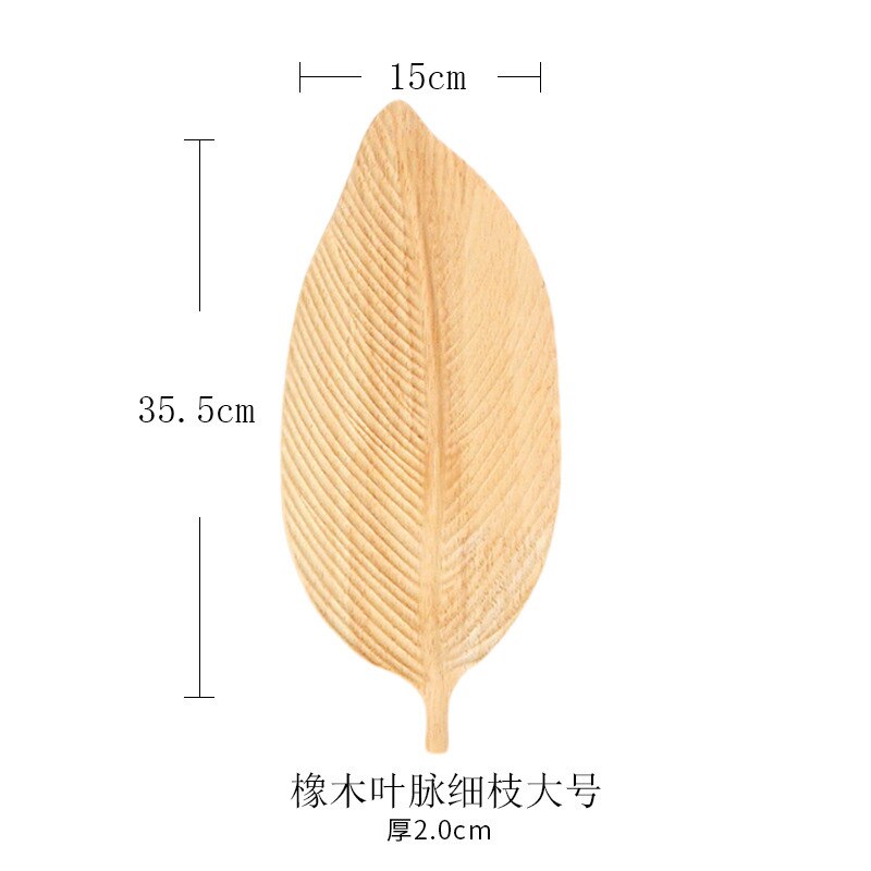 Walnut, oak whole wood plate original handmade leaf plate home snack plate fruit plate Japanese wooden tray tea tray: oak 35.5x15cm