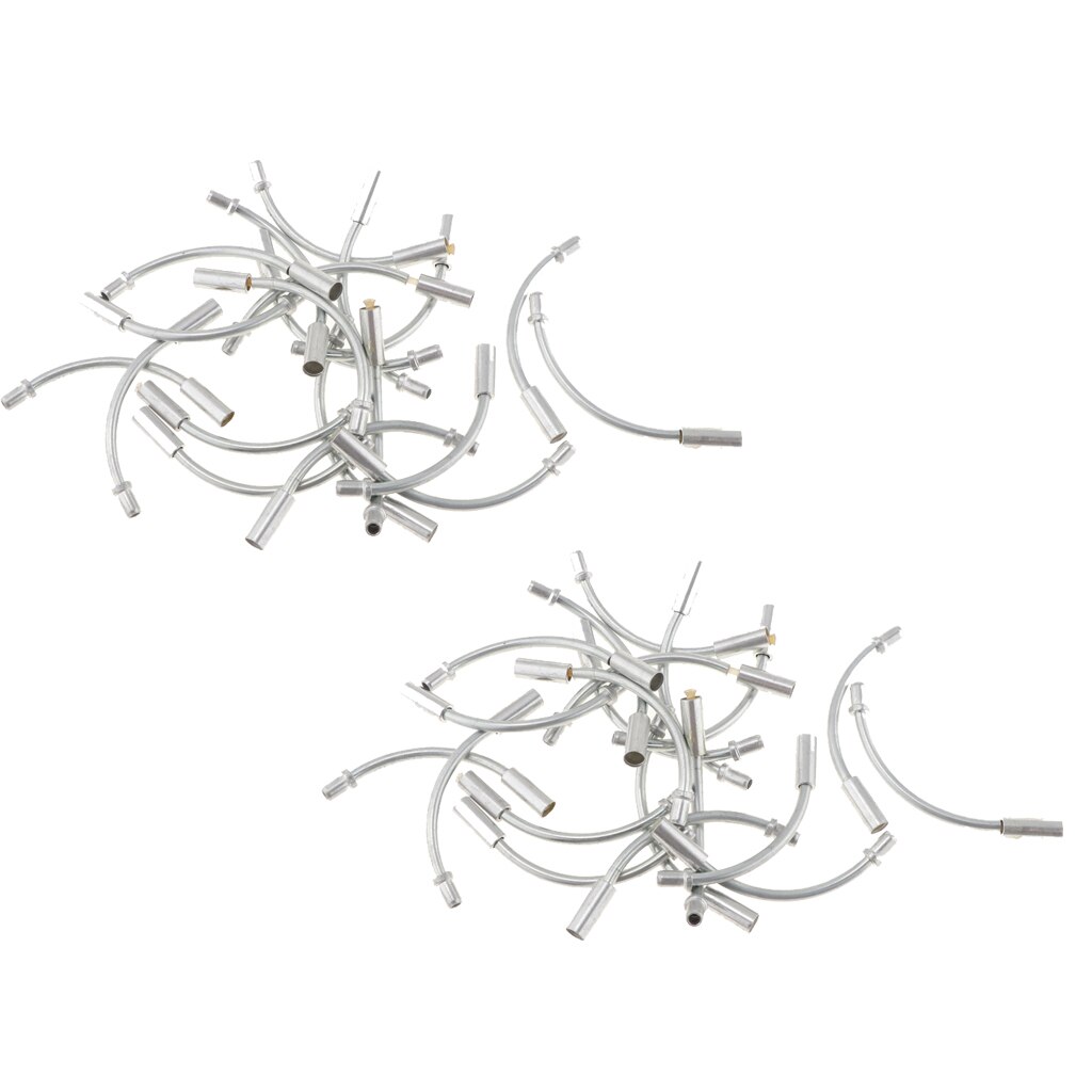 40Pcs Lightweight Bike Flexible Lead V-Brake Cable Guide Linear Pull Brake Noodle Pipes Hose - 90 Degree Silver