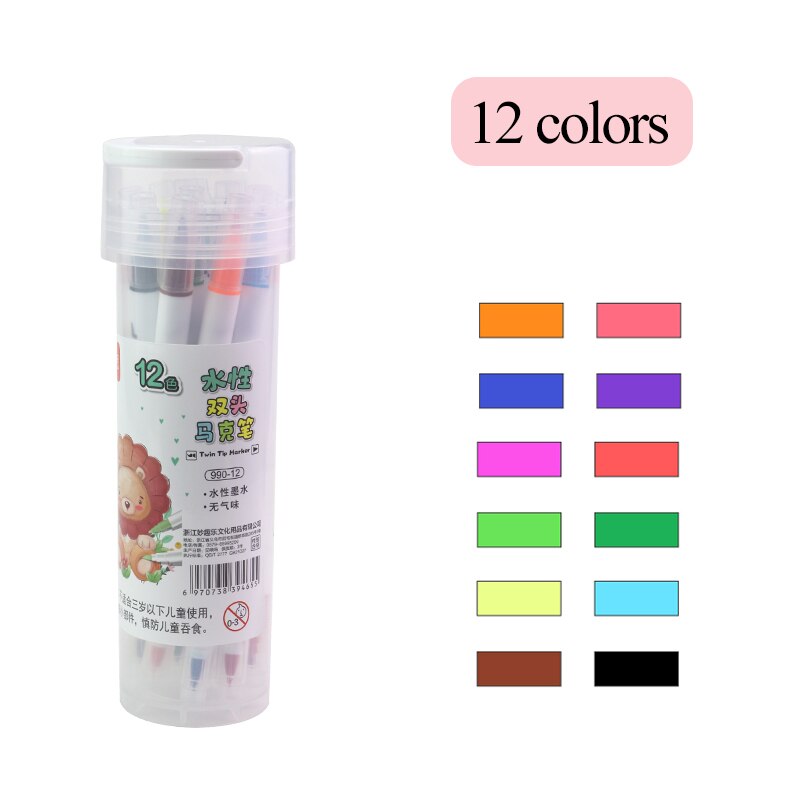 MOKEELO Water-based Double/Twin Headed Markers 12/24/36/48 Colors Sketch Anime Drawing Markers Art Markers Pen Stationery 990: 990-12colors