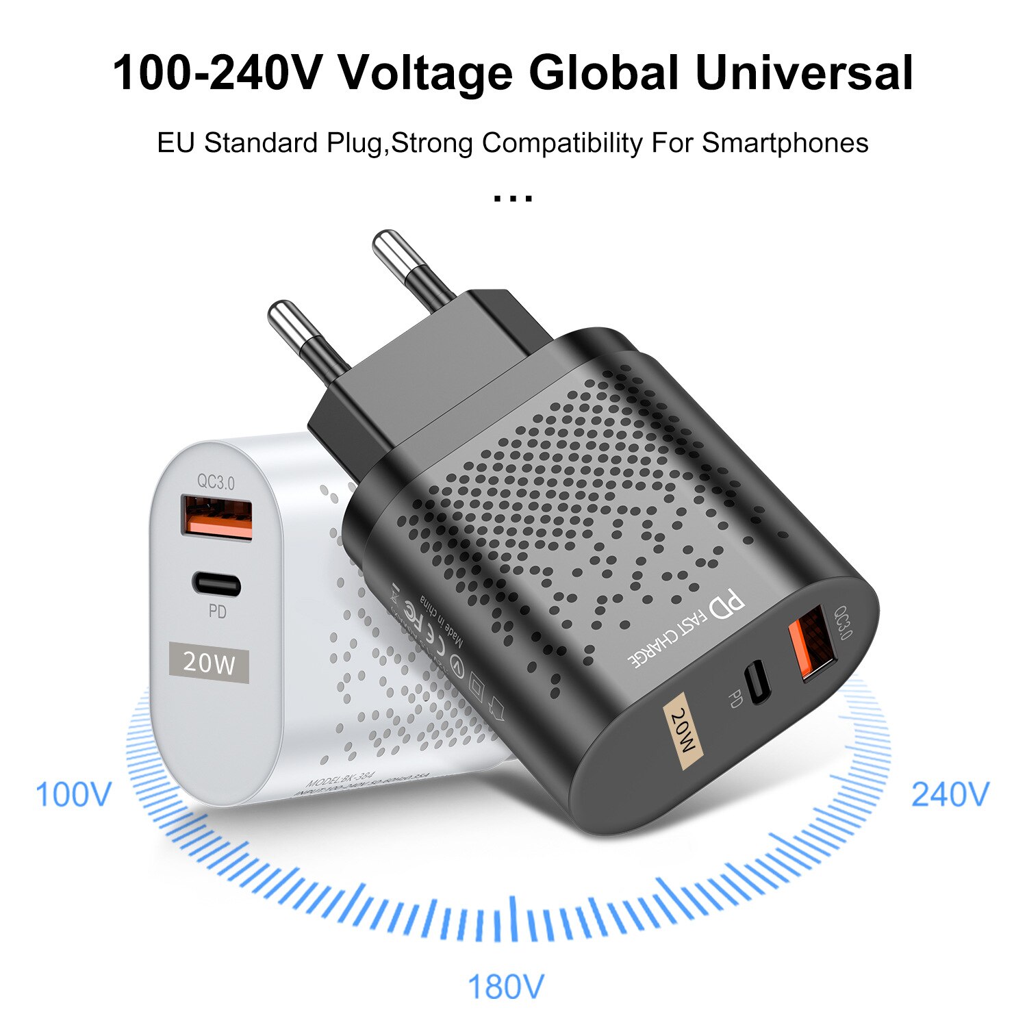 UTHAI QC3.0 carica rapida PD caricatore 20W per Apple Android USB-A + tipo-c a doppia porta testa di ricarica per Iphone 13 12