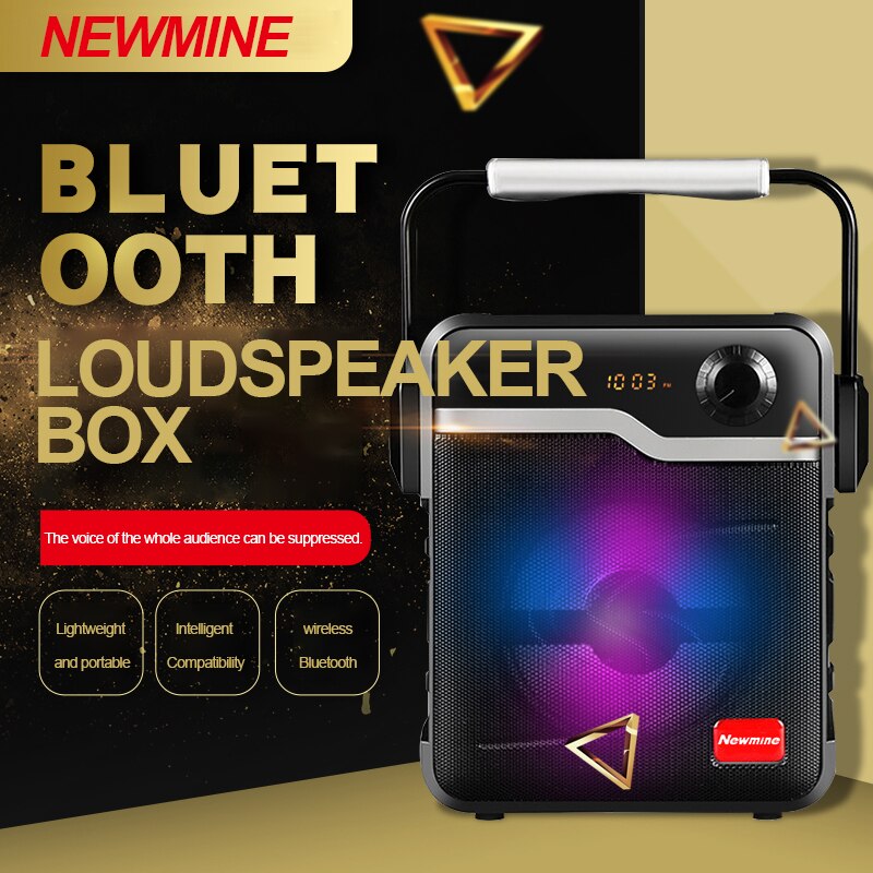 Newmine K70 Portable 1200mAh Speaker Wireless Bluetooth Big Power Square Party TF FM Karaoke Outdoor Subwoofer