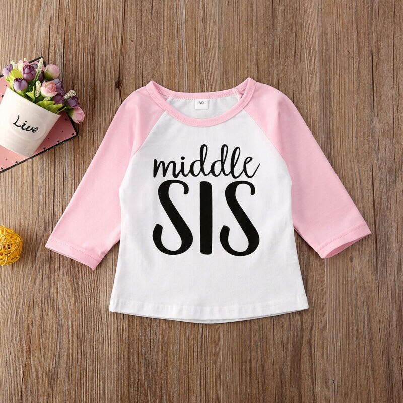 Baby sommerklær søster bror matchende klær baby gutt jente barn topper t-skjorte bokstavtrykk lappeteppe klær 6m-4t