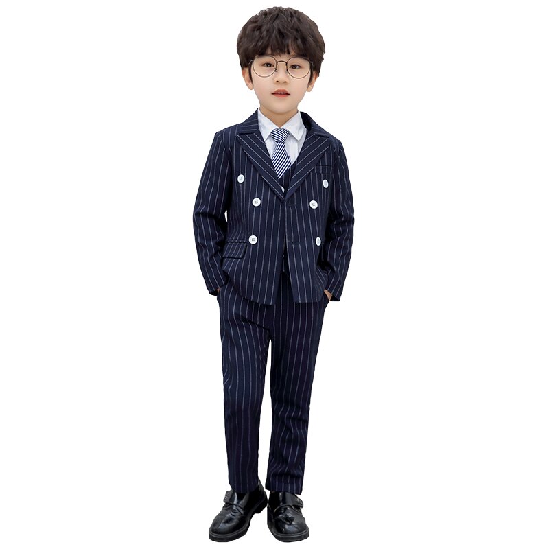 Barn gutter stripete marineblå dresser til bryllup gutter skoledress formell dress barn gutt kjekk dress blazer