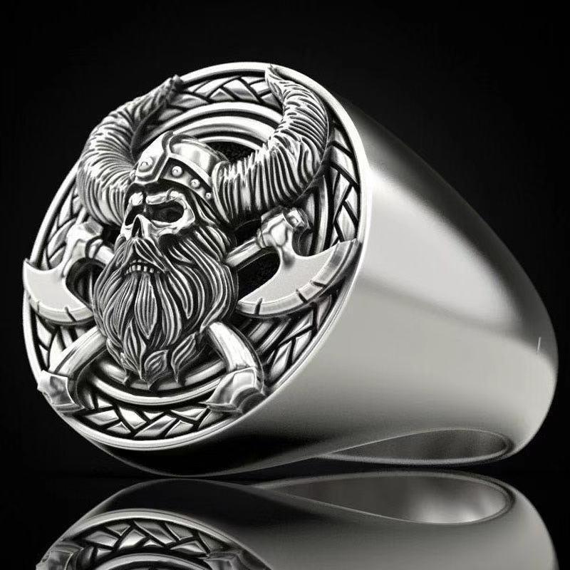 Vintage Norse King Odin Stamp Metal Punk Ring moto Charm uomo Rock Cool Amulet Jewelry